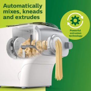 Close-up of Philips HR2375/06 pasta maker in use at home