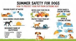 Dog panting heavily in shade during hot summer weather showing early heat stress symptoms