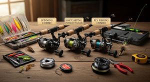 cheap spinning combo setup with spinning fishing gear